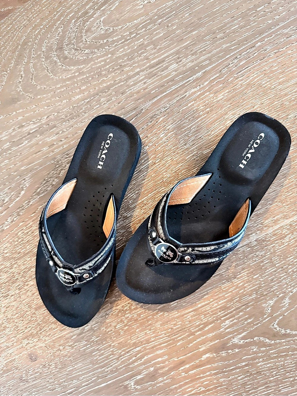 Coach Signature Platform Thong Sandal Sandals Black